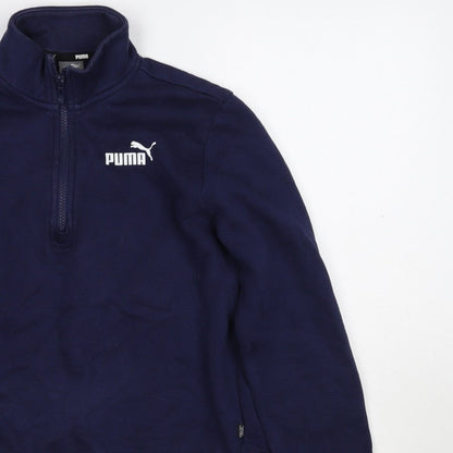 Puma Women’s Blue S 1/4 Zip Logo Sweatshirt High Neck