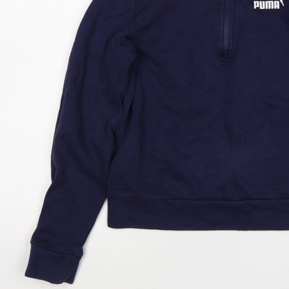 Puma Women’s Blue S 1/4 Zip Logo Sweatshirt High Neck