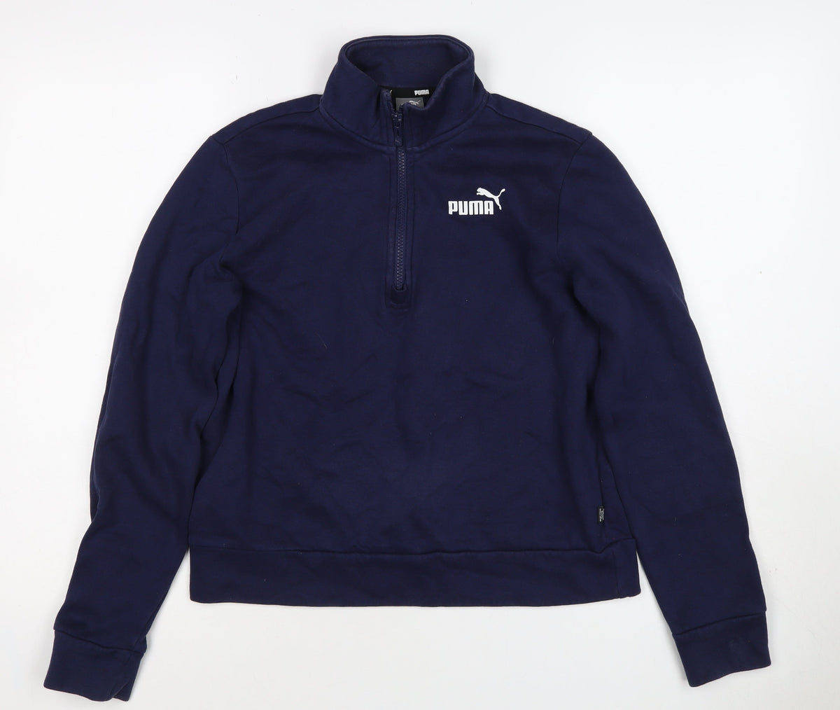 Puma Women’s Blue S 1/4 Zip Logo Sweatshirt High Neck
