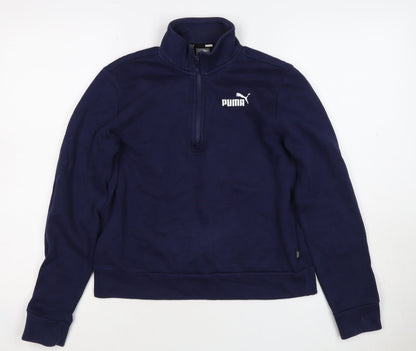 Puma Women’s Blue S 1/4 Zip Logo Sweatshirt High Neck
