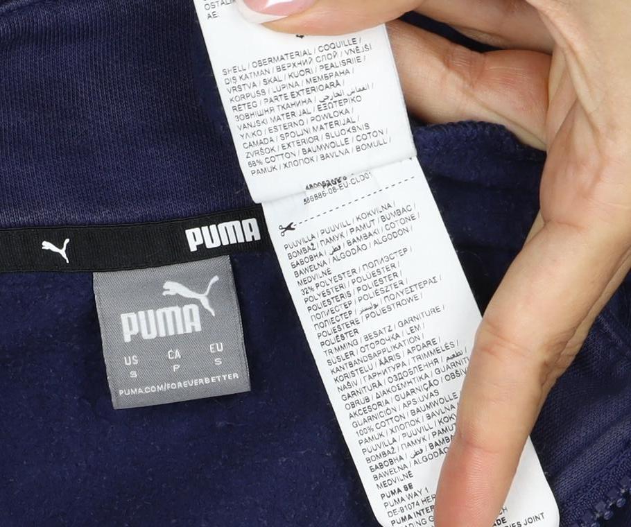 Puma Women’s Blue S 1/4 Zip Logo Sweatshirt High Neck
