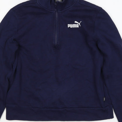 Puma Women’s Blue S 1/4 Zip Logo Sweatshirt High Neck