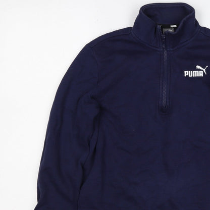 Puma Women’s Blue S 1/4 Zip Logo Sweatshirt High Neck