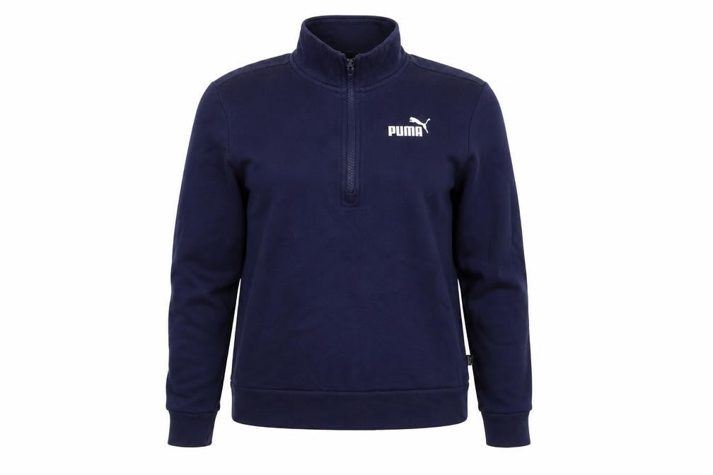 Puma Women’s Blue S 1/4 Zip Logo Sweatshirt High Neck