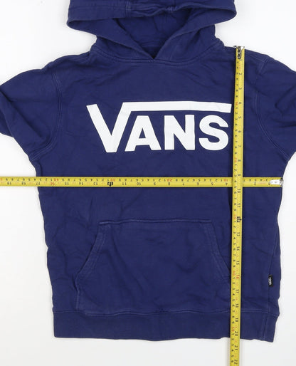 Vans Boys Blue Medium Pullover Hoodie Logo Print Cotton Hooded