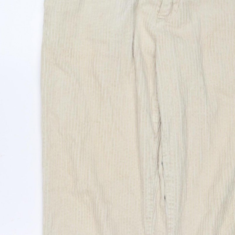 Weekday Women’s Ivory Corduroy Trousers UK 22 Straight Leg Cotton