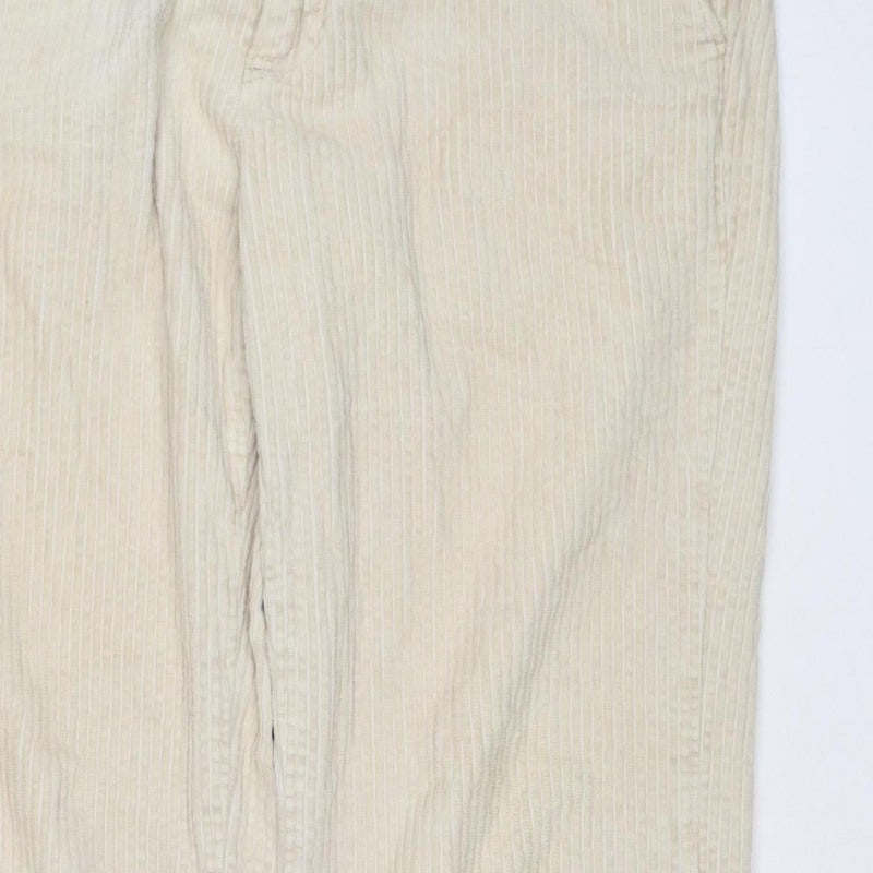 Weekday Women’s Ivory Corduroy Trousers UK 22 Straight Leg Cotton