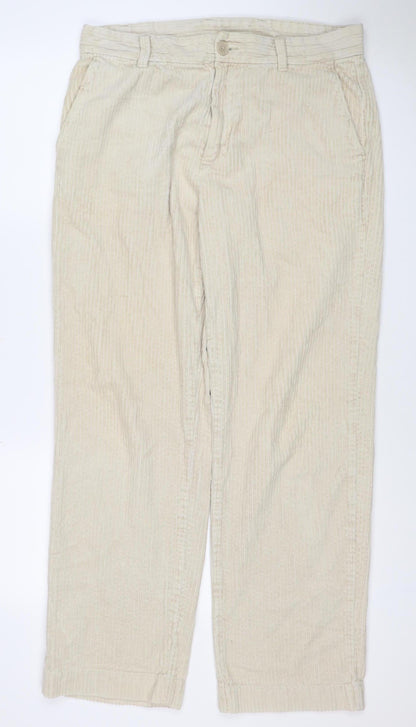 Weekday Women’s Ivory Corduroy Trousers UK 22 Straight Leg Cotton