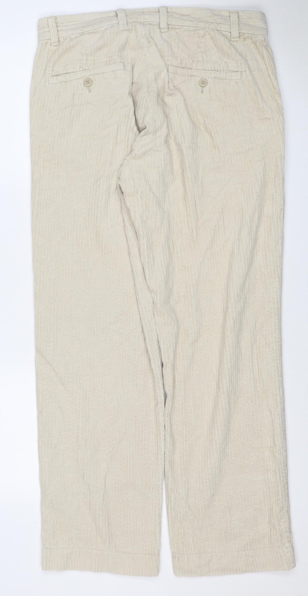 Weekday Women’s Ivory Corduroy Trousers UK 22 Straight Leg Cotton