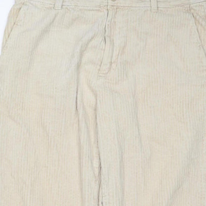 Weekday Women’s Ivory Corduroy Trousers UK 22 Straight Leg Cotton