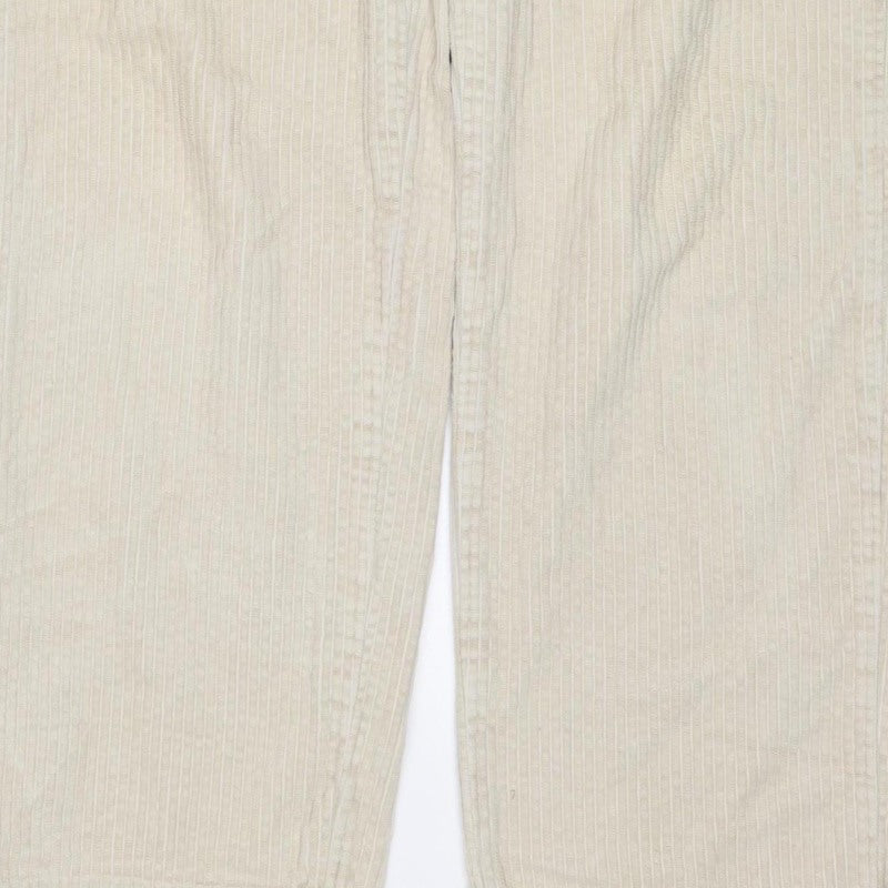 Weekday Women’s Ivory Corduroy Trousers UK 22 Straight Leg Cotton