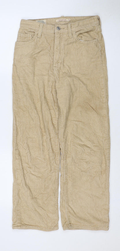 Levi's Women Beige Size 26 Ribcage Straight Ankle Corduroy Trousers