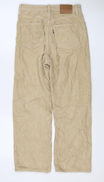 Levi's Women Beige Size 26 Ribcage Straight Ankle Corduroy Trousers