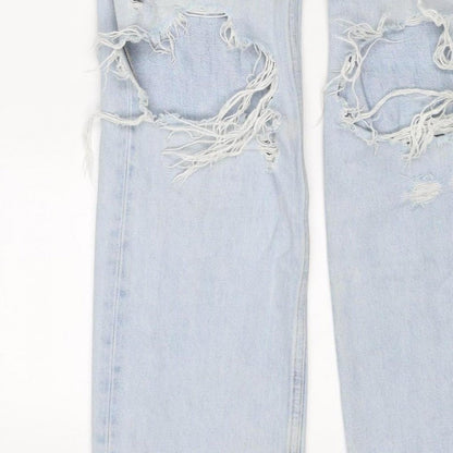 & Other Stories Women Blue UK 8 High Rise Distressed Straight Jeans