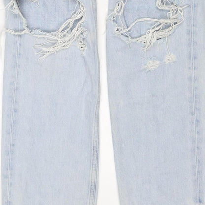 & Other Stories Women Blue UK 8 High Rise Distressed Straight Jeans