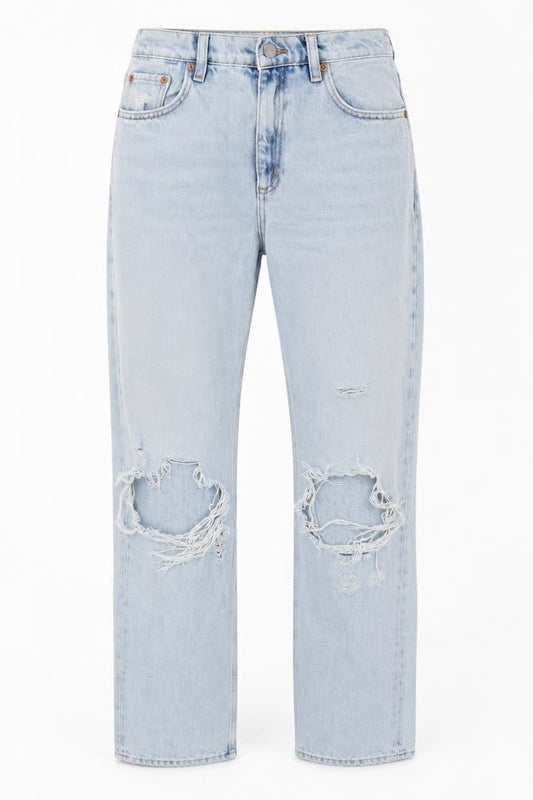 & Other Stories Women Blue UK 8 High Rise Distressed Straight Jeans