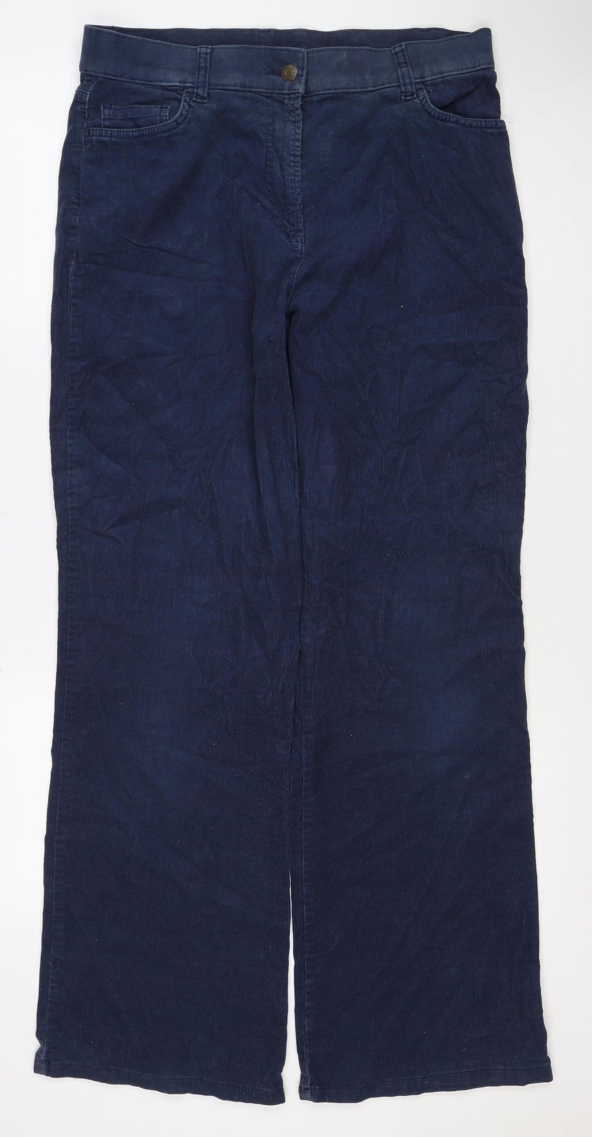 Marks & Spencer Women’s Navy Corduroy Straight Trousers UK 16