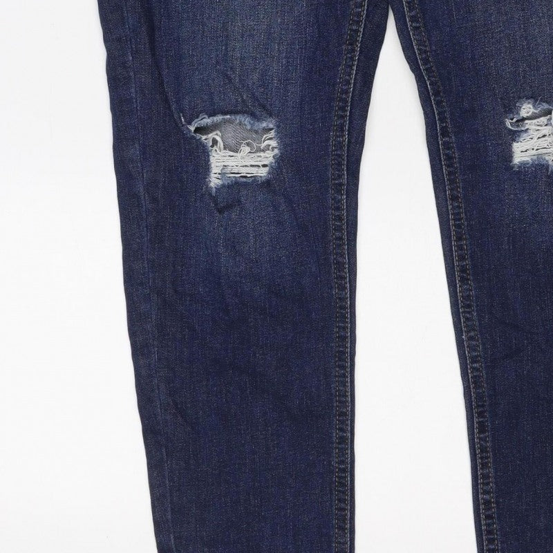 Dorothy Perkins Women Blue UK 14 Skinny Distressed Stretch Jeans