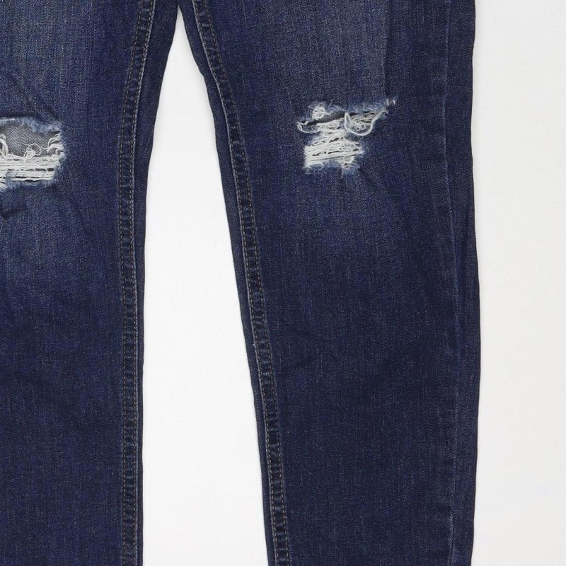 Dorothy Perkins Women Blue UK 14 Skinny Distressed Stretch Jeans