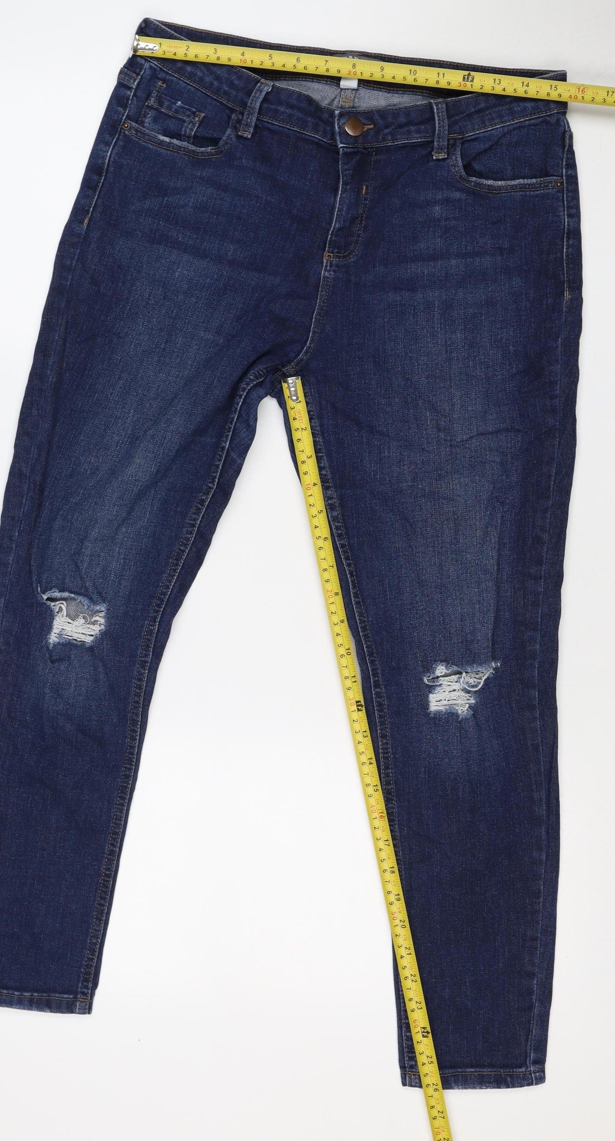 Dorothy Perkins Women Blue UK 14 Skinny Distressed Stretch Jeans