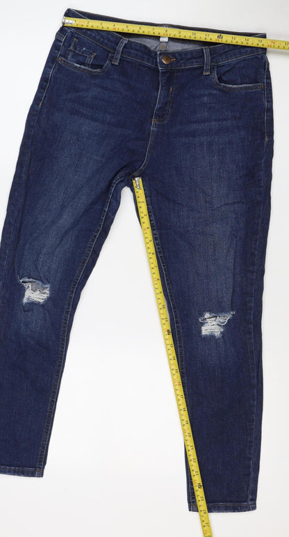 Dorothy Perkins Women Blue UK 14 Skinny Distressed Stretch Jeans