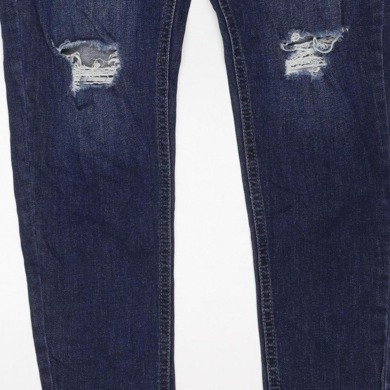 Dorothy Perkins Women Blue UK 14 Skinny Distressed Stretch Jeans