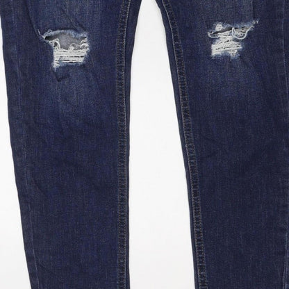 Dorothy Perkins Women Blue UK 14 Skinny Distressed Stretch Jeans