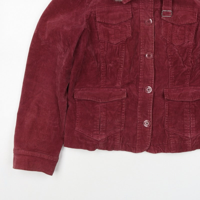 Wallis Women’s Red UK 14 Basic Corduroy Faux Fur Collar Jacket