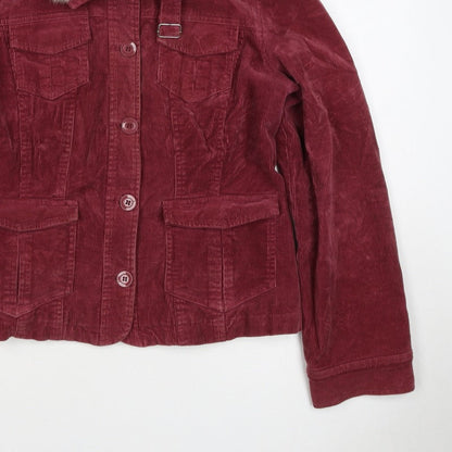 Wallis Women’s Red UK 14 Basic Corduroy Faux Fur Collar Jacket
