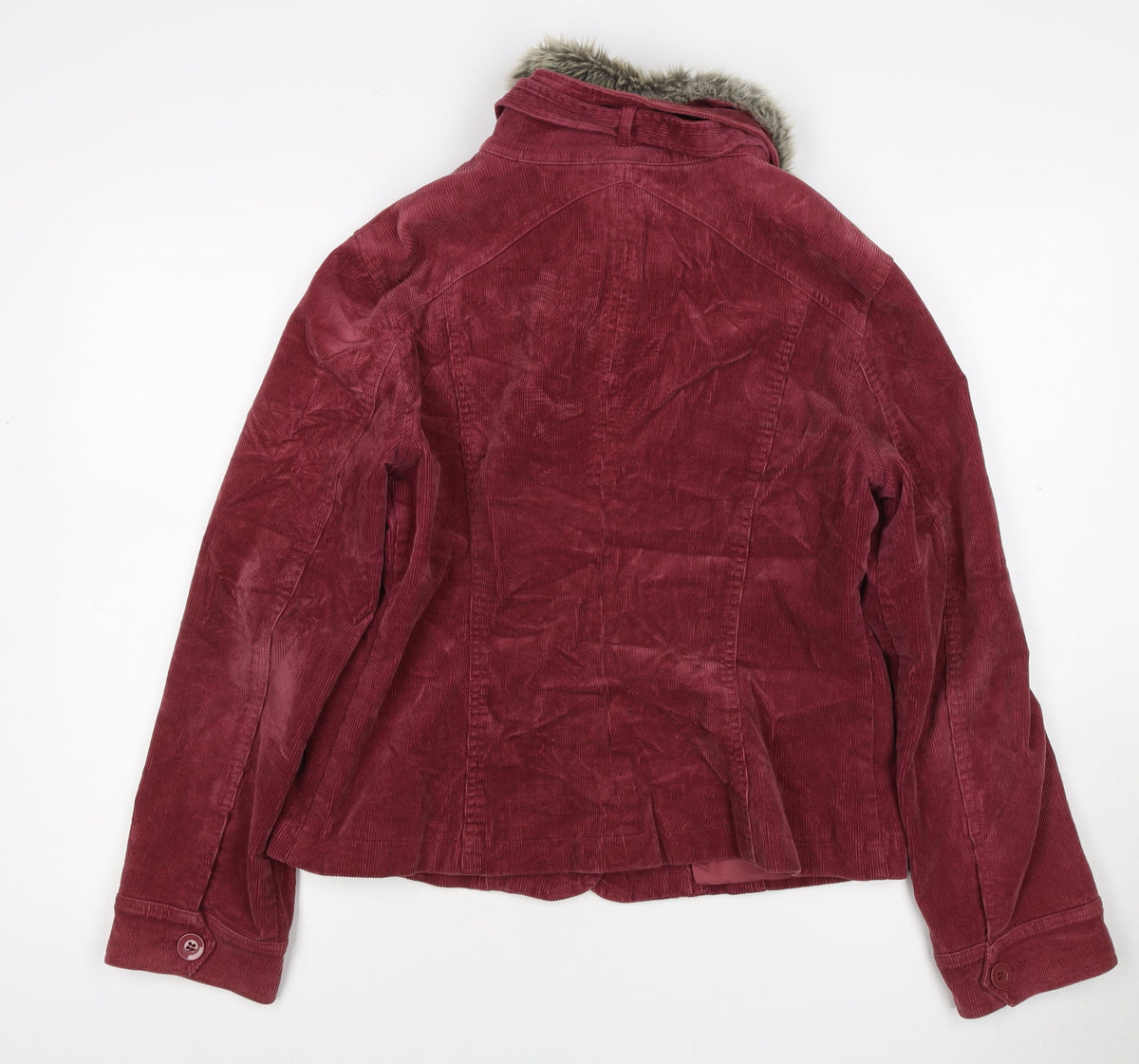 Wallis Women’s Red UK 14 Basic Corduroy Faux Fur Collar Jacket