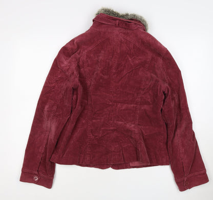 Wallis Women’s Red UK 14 Basic Corduroy Faux Fur Collar Jacket