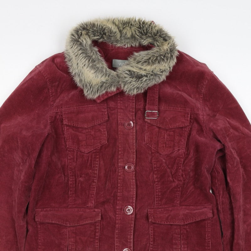 Wallis Women’s Red UK 14 Basic Corduroy Faux Fur Collar Jacket