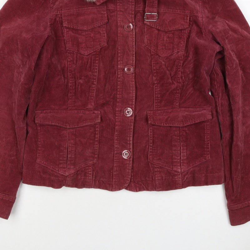 Wallis Women’s Red UK 14 Basic Corduroy Faux Fur Collar Jacket