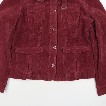Wallis Women’s Red UK 14 Basic Corduroy Faux Fur Collar Jacket