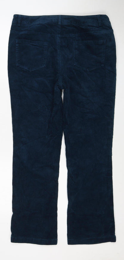 Joe Browns Women’s Blue UK 14 Corduroy Straight Trousers Pockets