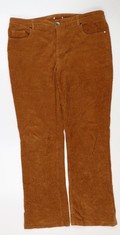 Joe Browns Women Brown Corduroy Straight Trousers Size 14