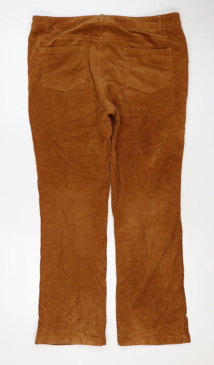 Joe Browns Women Brown Corduroy Straight Trousers Size 14