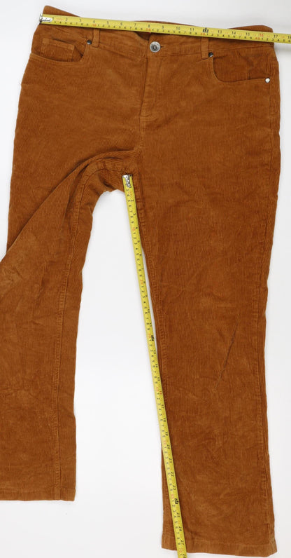 Joe Browns Women Brown Corduroy Straight Trousers Size 14
