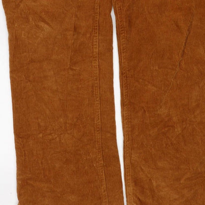 Joe Browns Women Brown Corduroy Straight Trousers Size 14