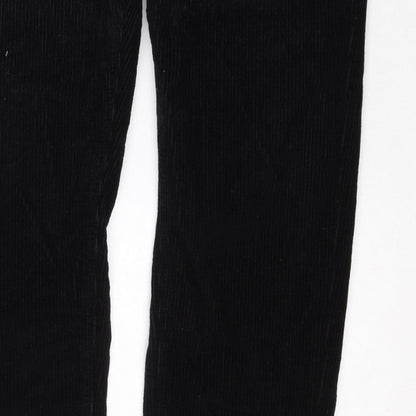 Topshop Women’s Black W30 UK 12 Corduroy Straight Trousers