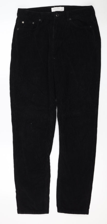 Topshop Women’s Black W30 UK 12 Corduroy Straight Trousers