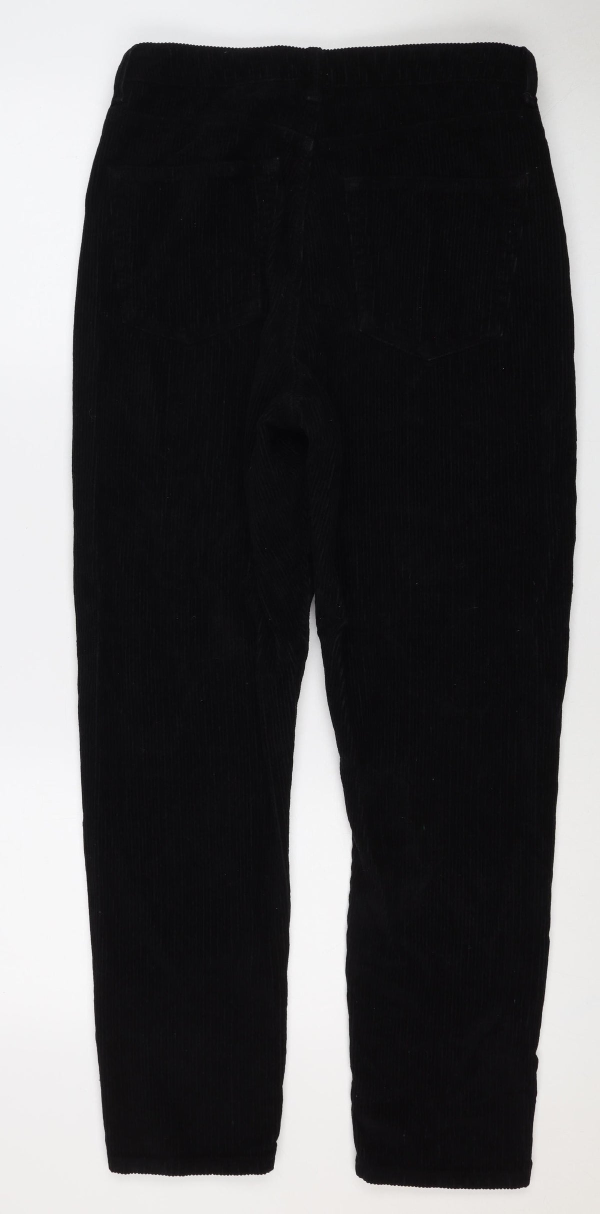 Topshop Women’s Black W30 UK 12 Corduroy Straight Trousers