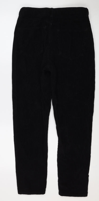 Topshop Women’s Black W30 UK 12 Corduroy Straight Trousers
