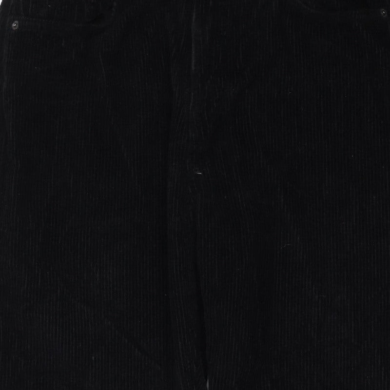 Topshop Women’s Black W30 UK 12 Corduroy Straight Trousers