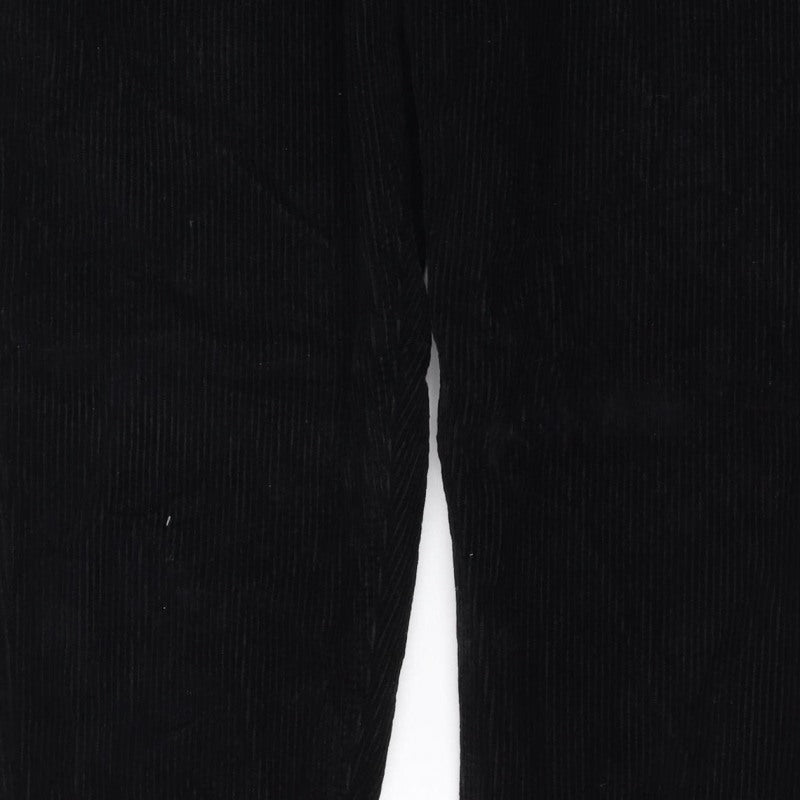 Topshop Women’s Black W30 UK 12 Corduroy Straight Trousers