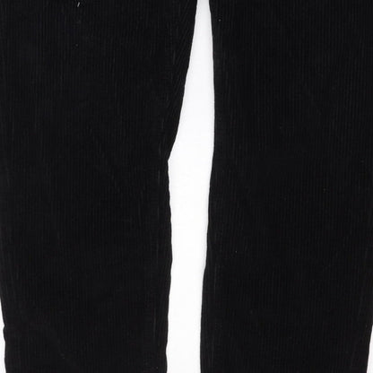 Topshop Women’s Black W30 UK 12 Corduroy Straight Trousers