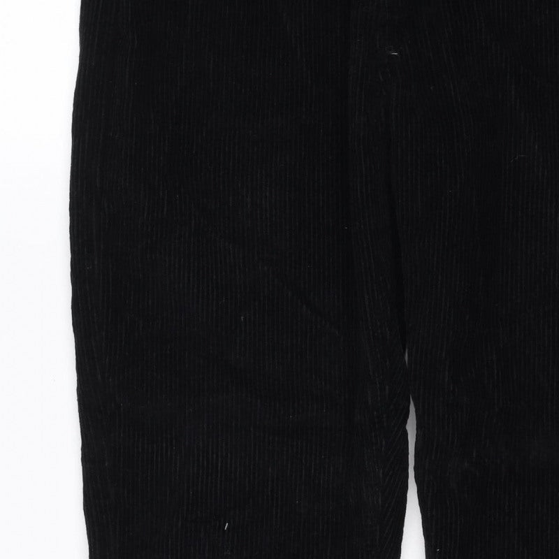 Topshop Women’s Black W30 UK 12 Corduroy Straight Trousers