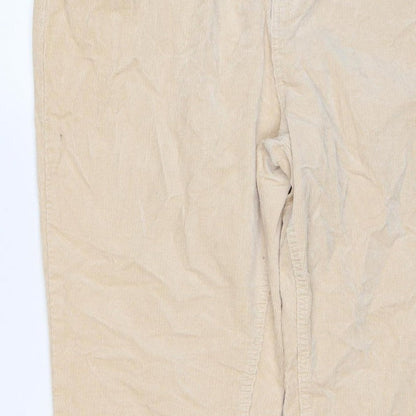 Marks & Spencer Women Beige Corduroy Straight Trousers UK 18 Regular