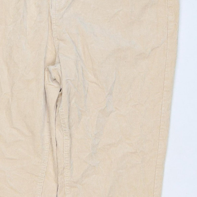 Marks & Spencer Women Beige Corduroy Straight Trousers UK 18 Regular