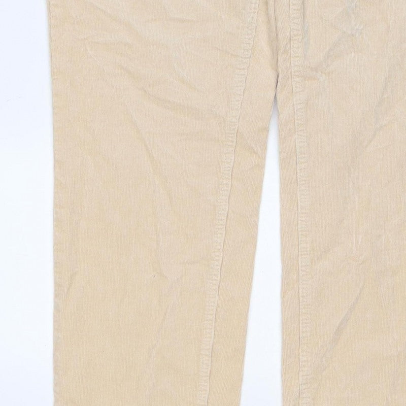Marks & Spencer Women Beige Corduroy Straight Trousers UK 18 Regular
